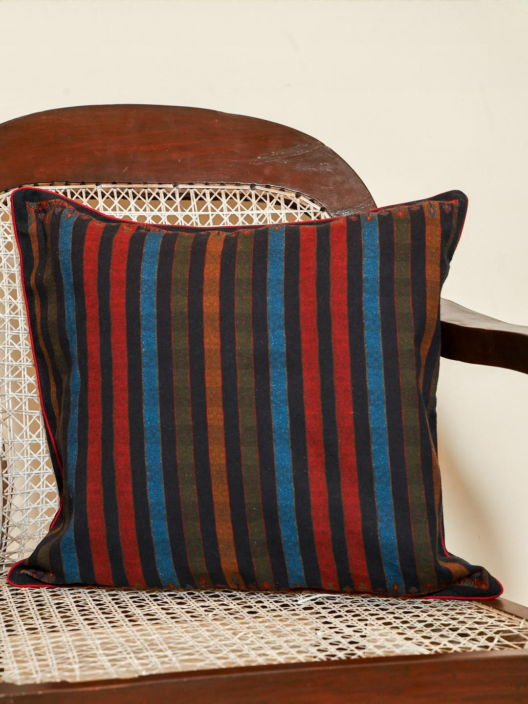Crown of Poppies Multicoloured Striped Square Cushion Covers