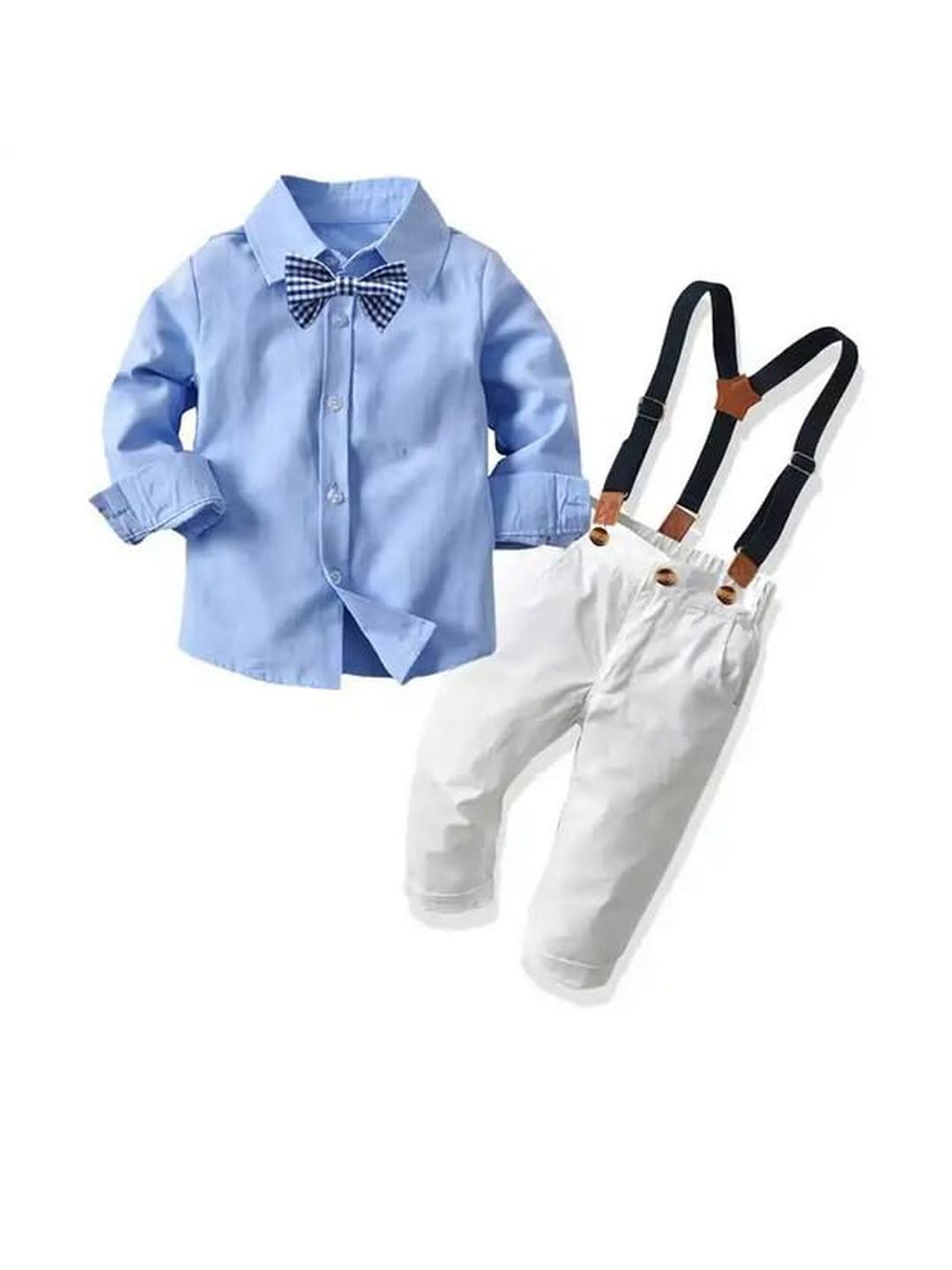 Cosmickolors Unisex Blue & White Solid Clothing Set
