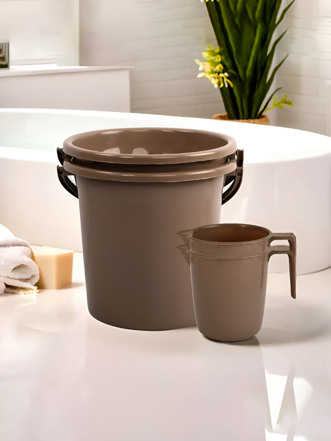 RUBOXA Brown 4 Pieces Metal Bath Accessories Set