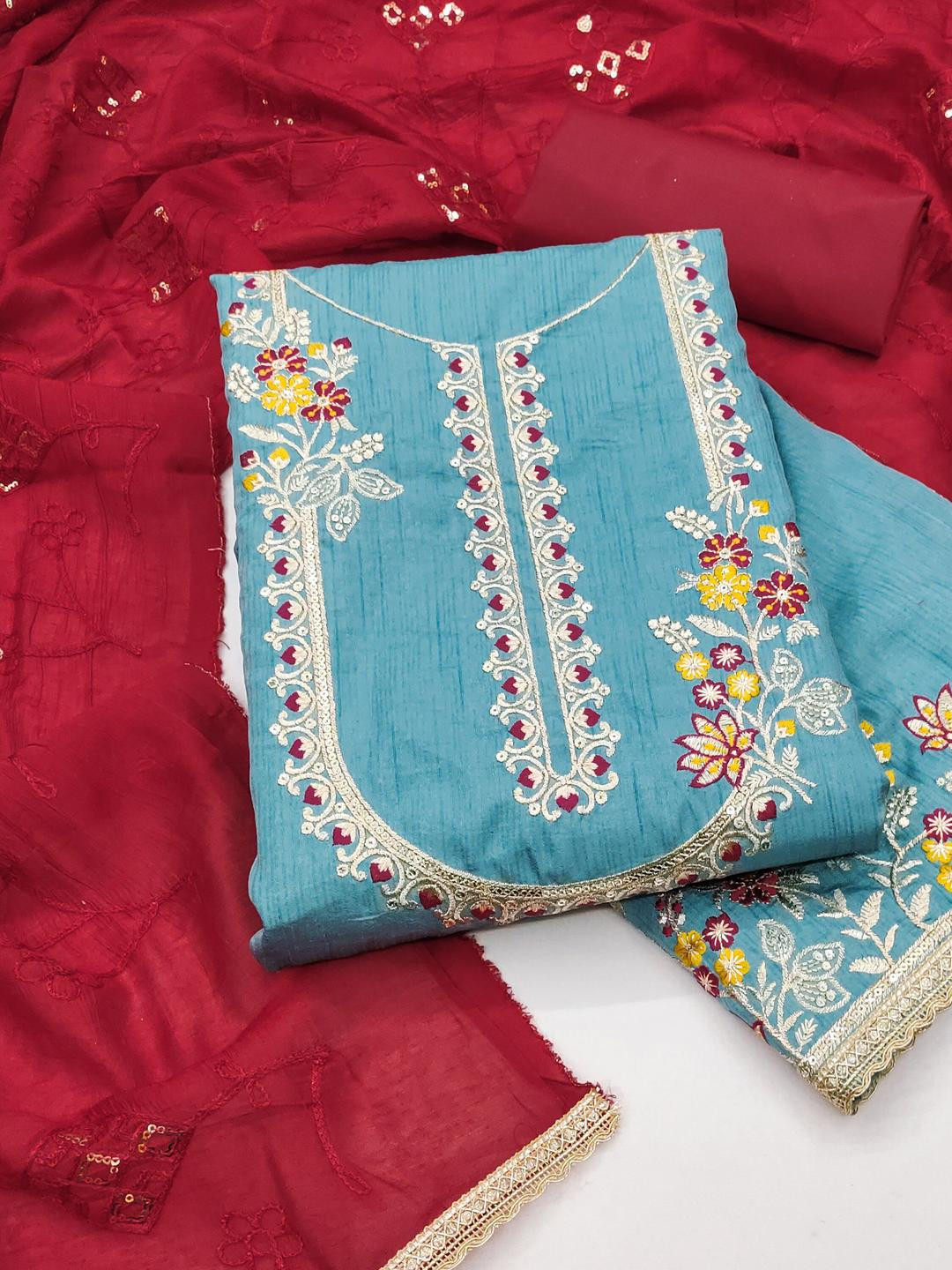 Maroosh Embroidered Sequinned Jalpari Cotton Unstitched Dress Material