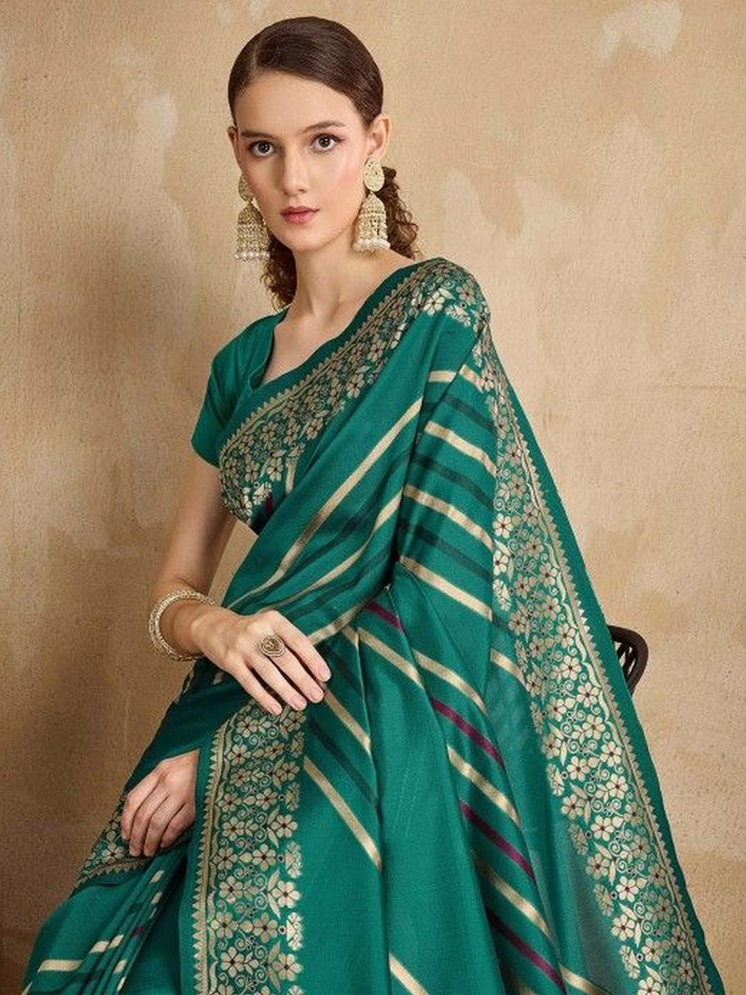KARAGIRI Silk Blend Banarasi Woven Saree With Tassels