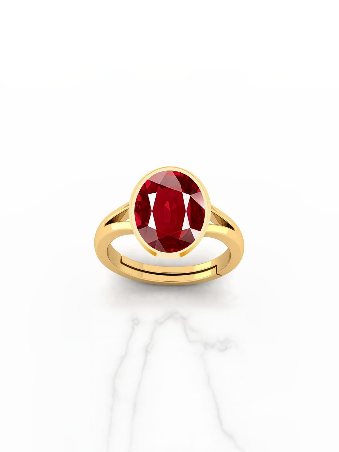 Barmunda gems Ruby Stone Studded Gold-Plated Finger Ring