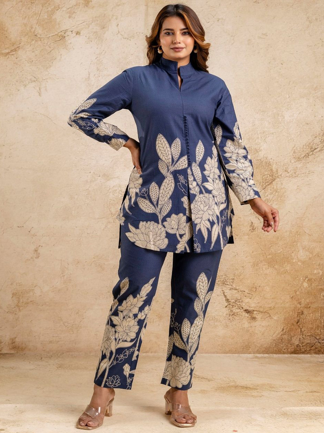 Style Heaven Printed Pure Cotton Tunic & Trousers Co-Ord Set