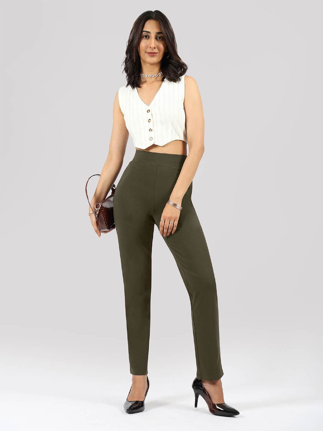 Blissclub Women Original Straight Fit High-Rise AM:PM Cotton Straight Pants Trousers