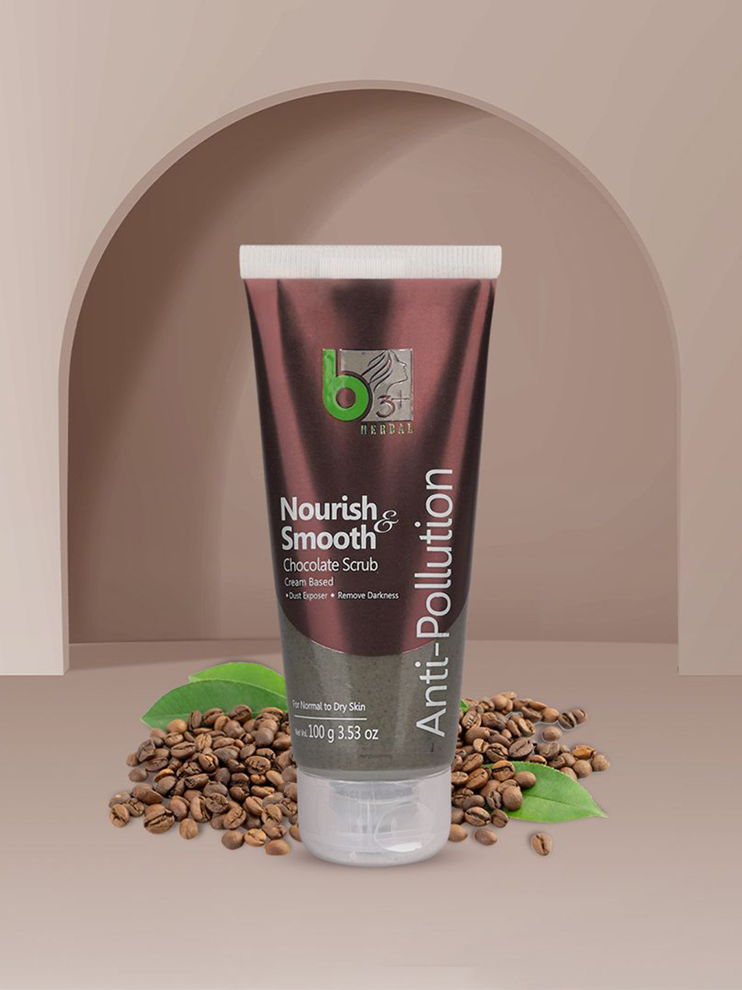 b3+ HERBAL Nourish & Smooth Chocolate Anti Pollution Scrub - 100 g