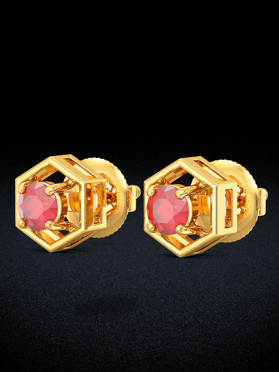 Joyalukkas Hexagon Shaped Gemstone Stud-2.84 gms