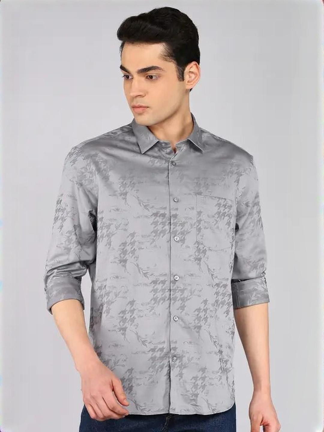 Indian Terrain Self Design Spread Collar Casual Shirt