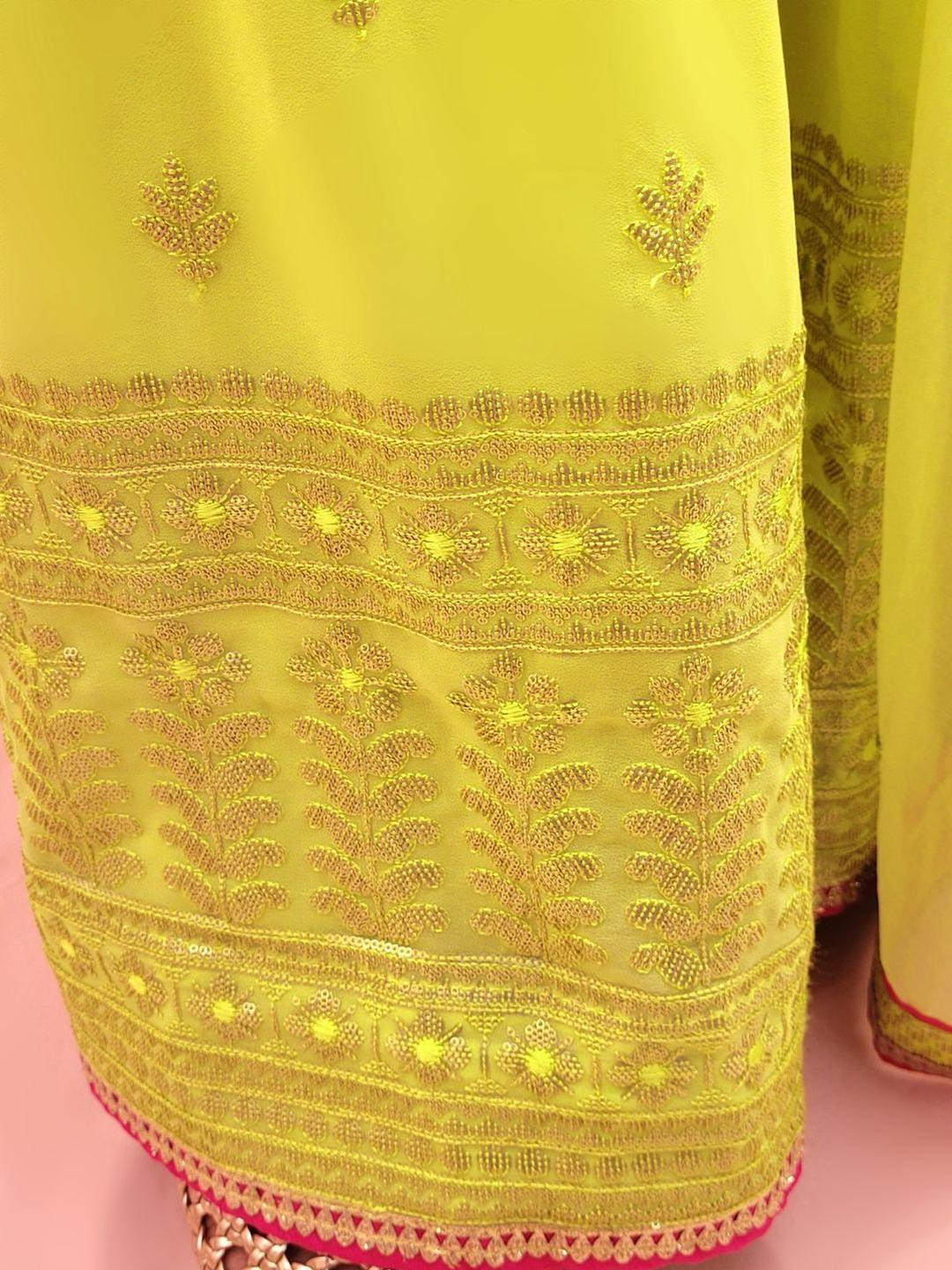 SAKSHI- The Wedding Store Women Floral Embroidered Kurta with Sharara & Dupatta