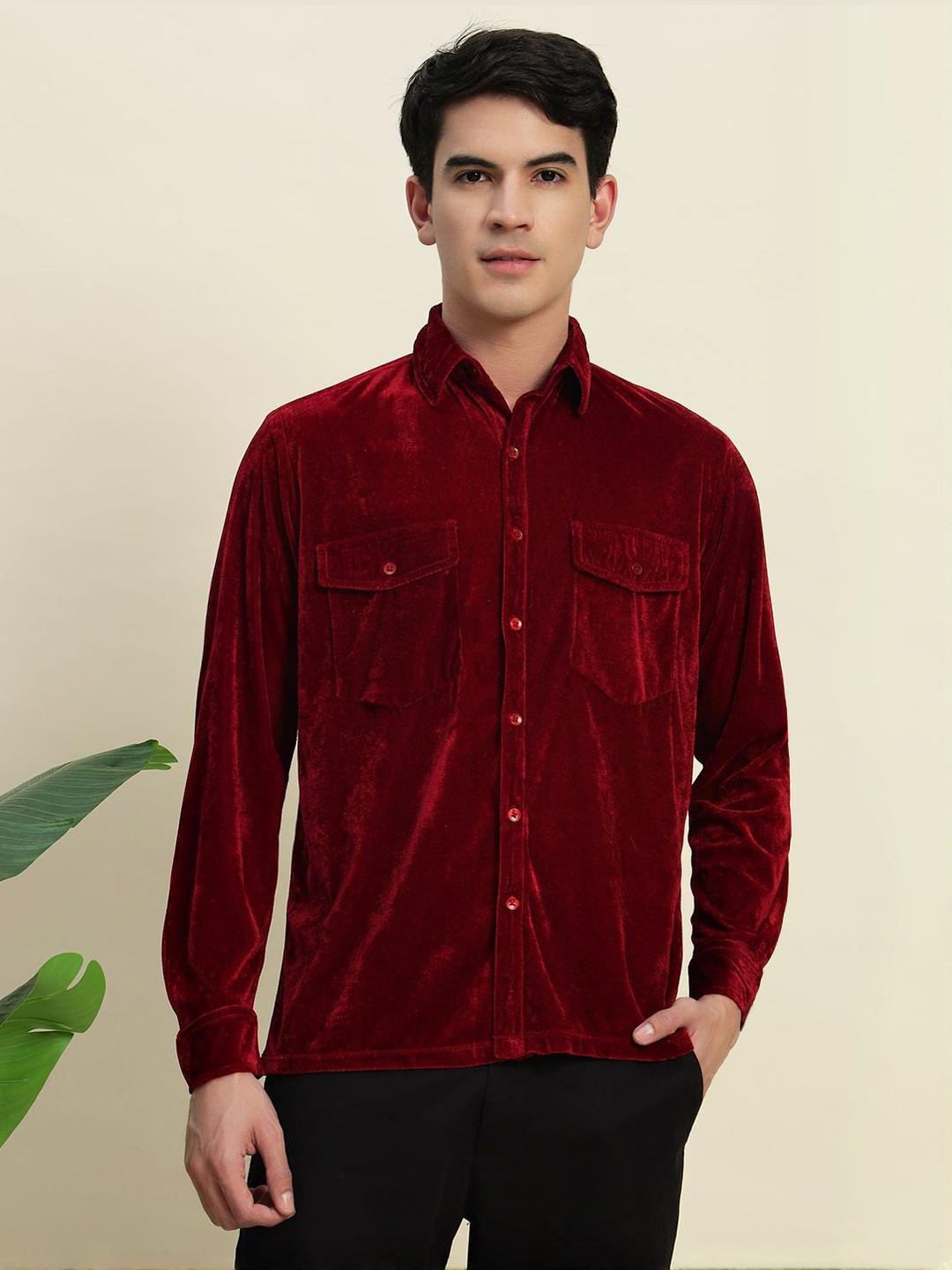 TANDUL Smart Spread Collar Roll-Up Sleeves Casual Shirt