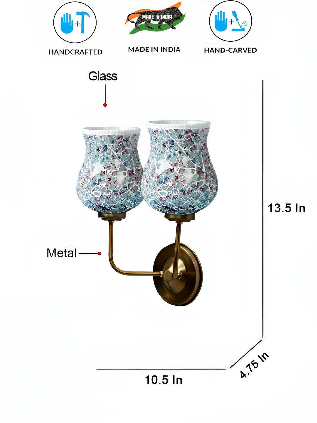Devansh Multicoloured Textured Traditional Abstract Shaped Wall Lamp