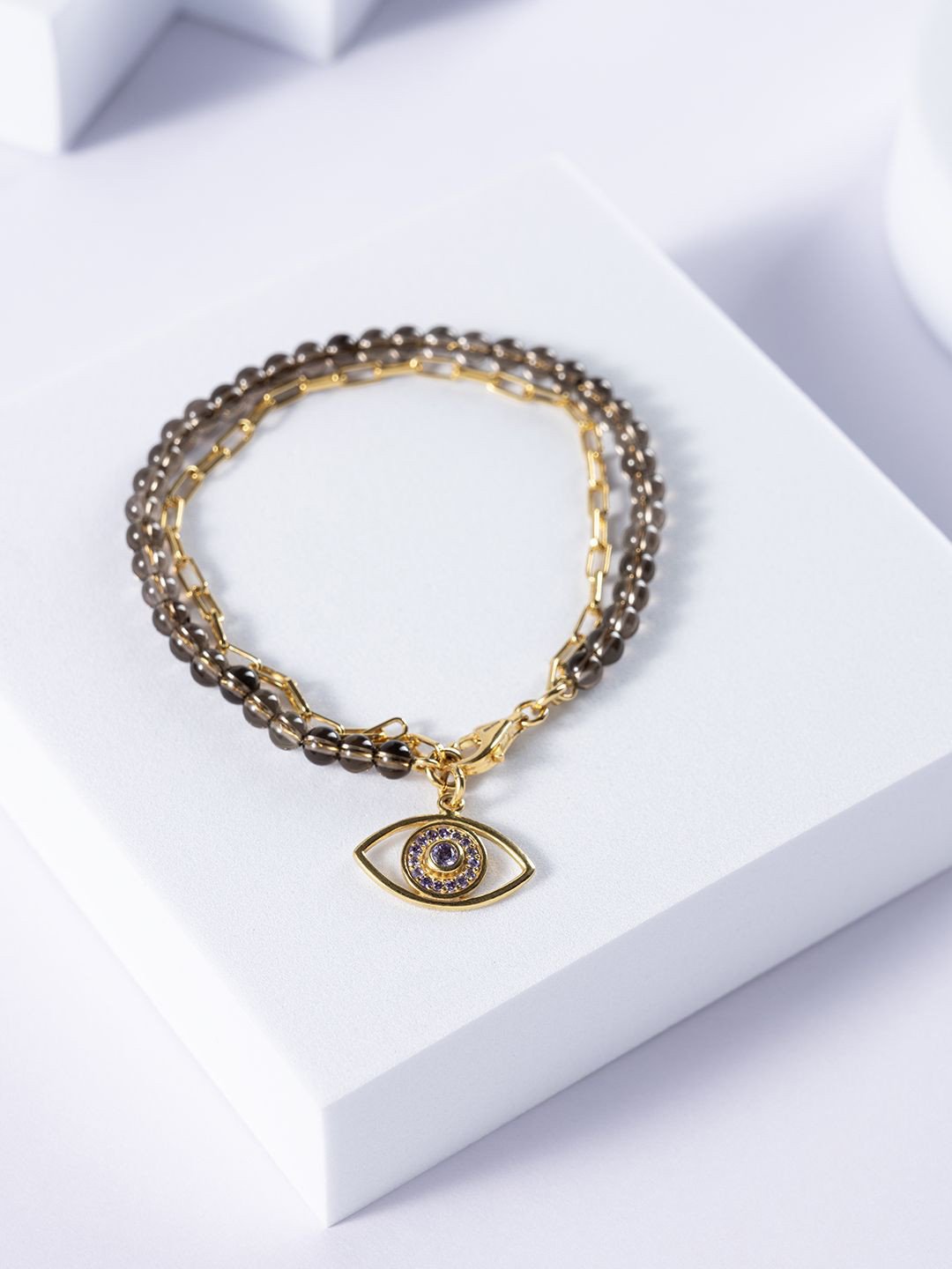 Stone Story By Shruti Women Sterling Silver Handcrafted Gold-Plated Charm Bracelet