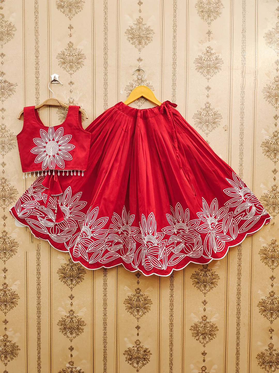 Helene Girls Embroidered Thread Work Ready to Wear Lehenga &