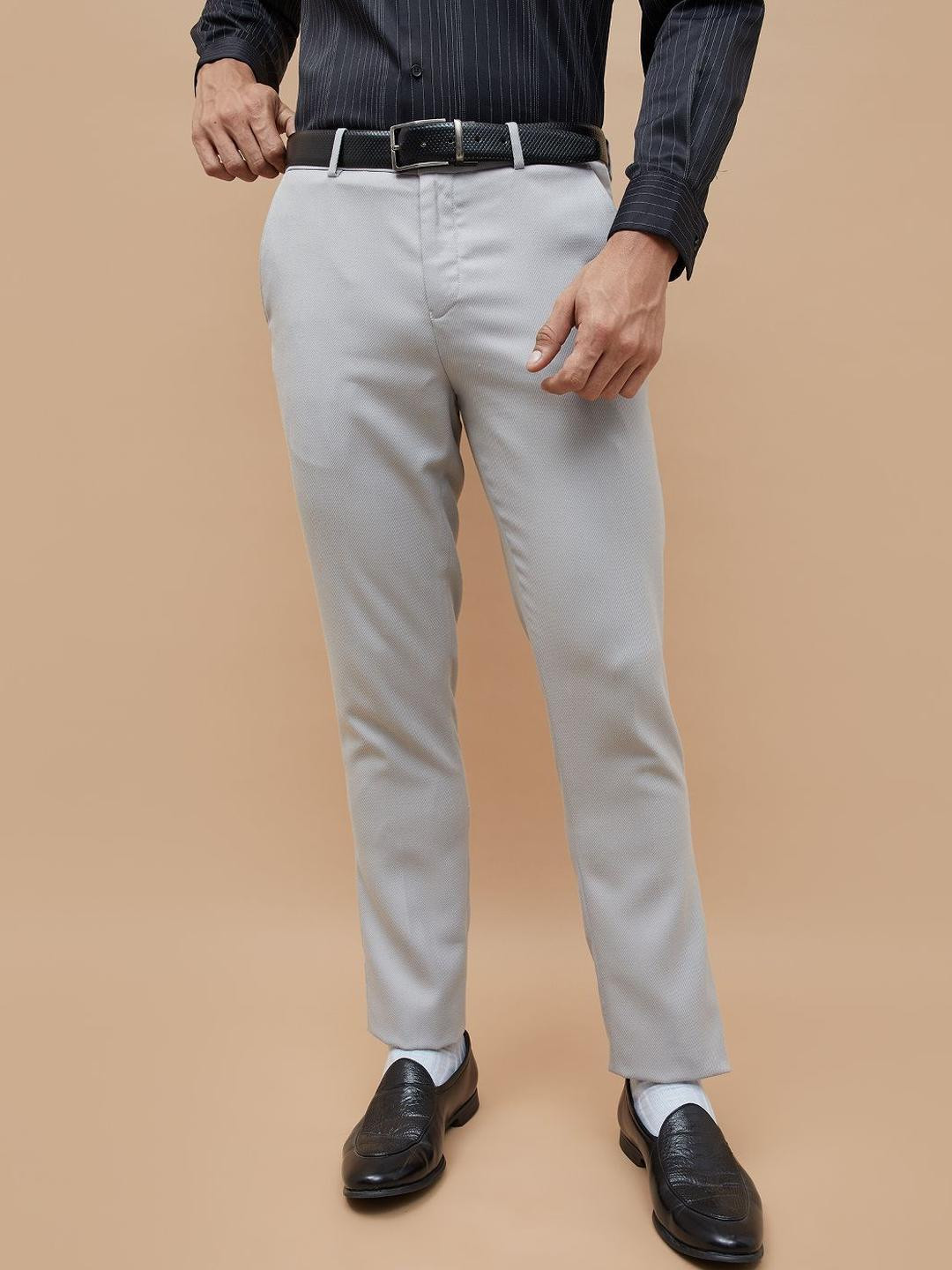 CODE by Lifestyle Men Self Design Mid-Rise Tapered Fit Formal Trousers