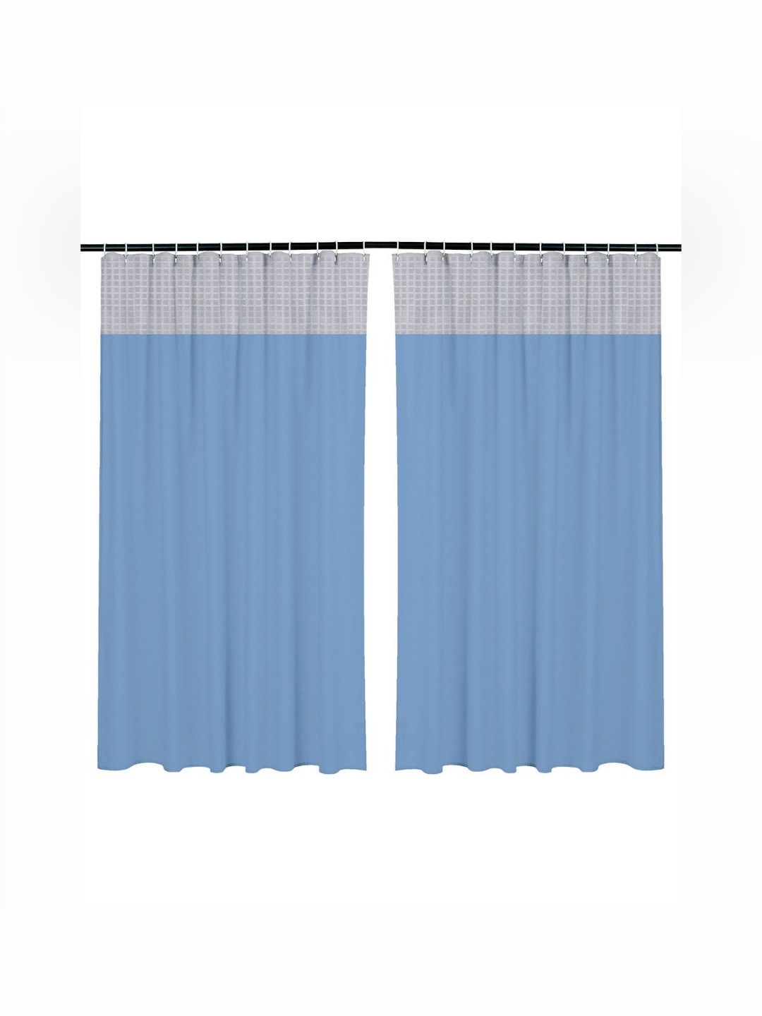 RUBOXA Blue & White 2 Pieces Self Design Window Curtain