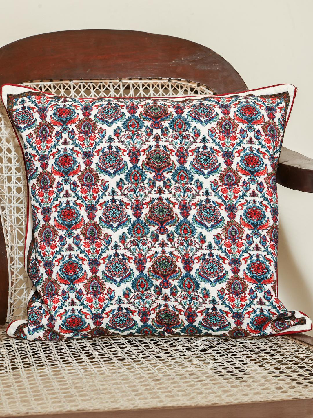 Crown of Poppies Indigo Rust Medley Cushion Cover
