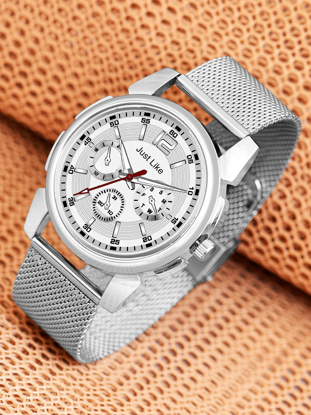 JUST LIKE Unisex Pack Of 2 Stainless Steel Analogue Watch Silver diamond Redu couplae 2