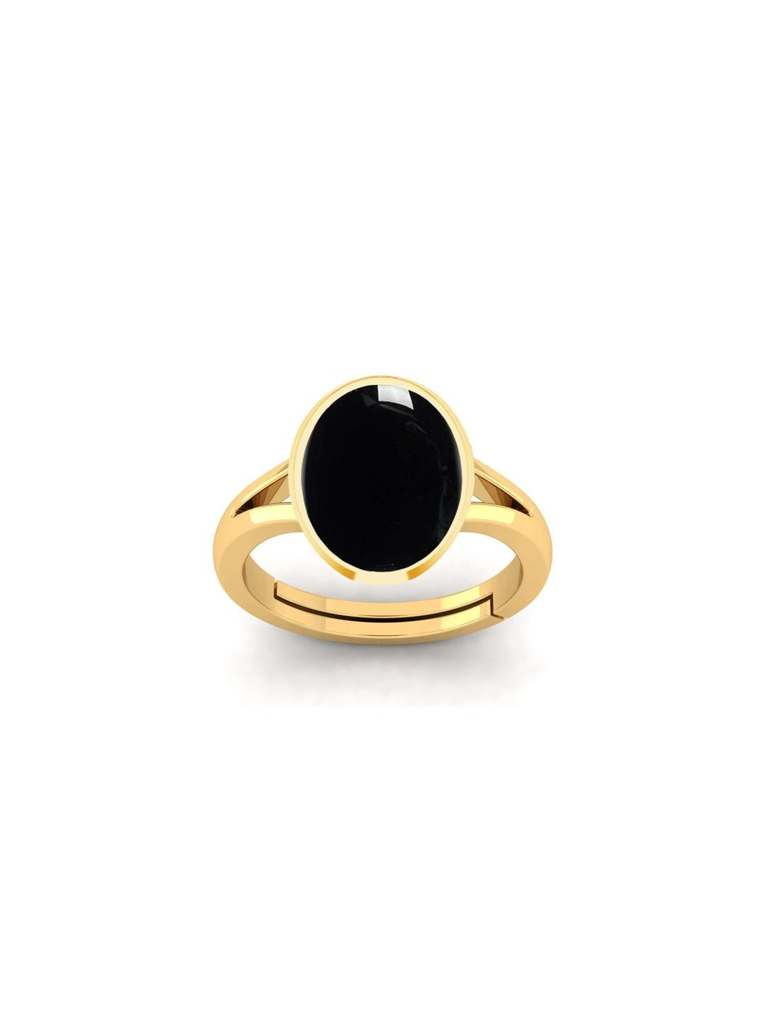 Barmunda gems Men Black Agate Stone Studded & Gold-Plated Brass Finger Ring