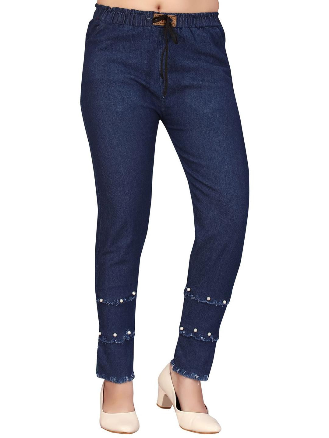 HERE&NOW Girls Comfort Straight Fit High-Rise Low Distress Denim Jeans