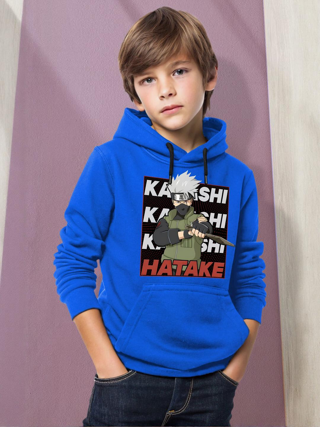 LONDON STREETS Boys Blue Graphic Printed Fleece Long Sleeves Hooded Sweatshirt