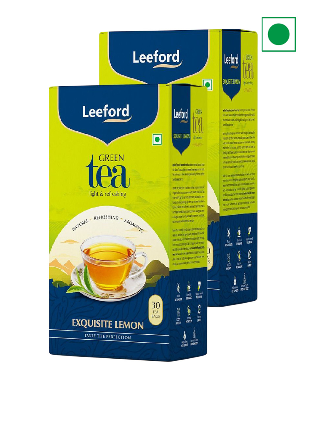 Leeford Pack of 2 Exquisite Lemon Green Tea with Tanginess & for Weight Loss 30 Bags