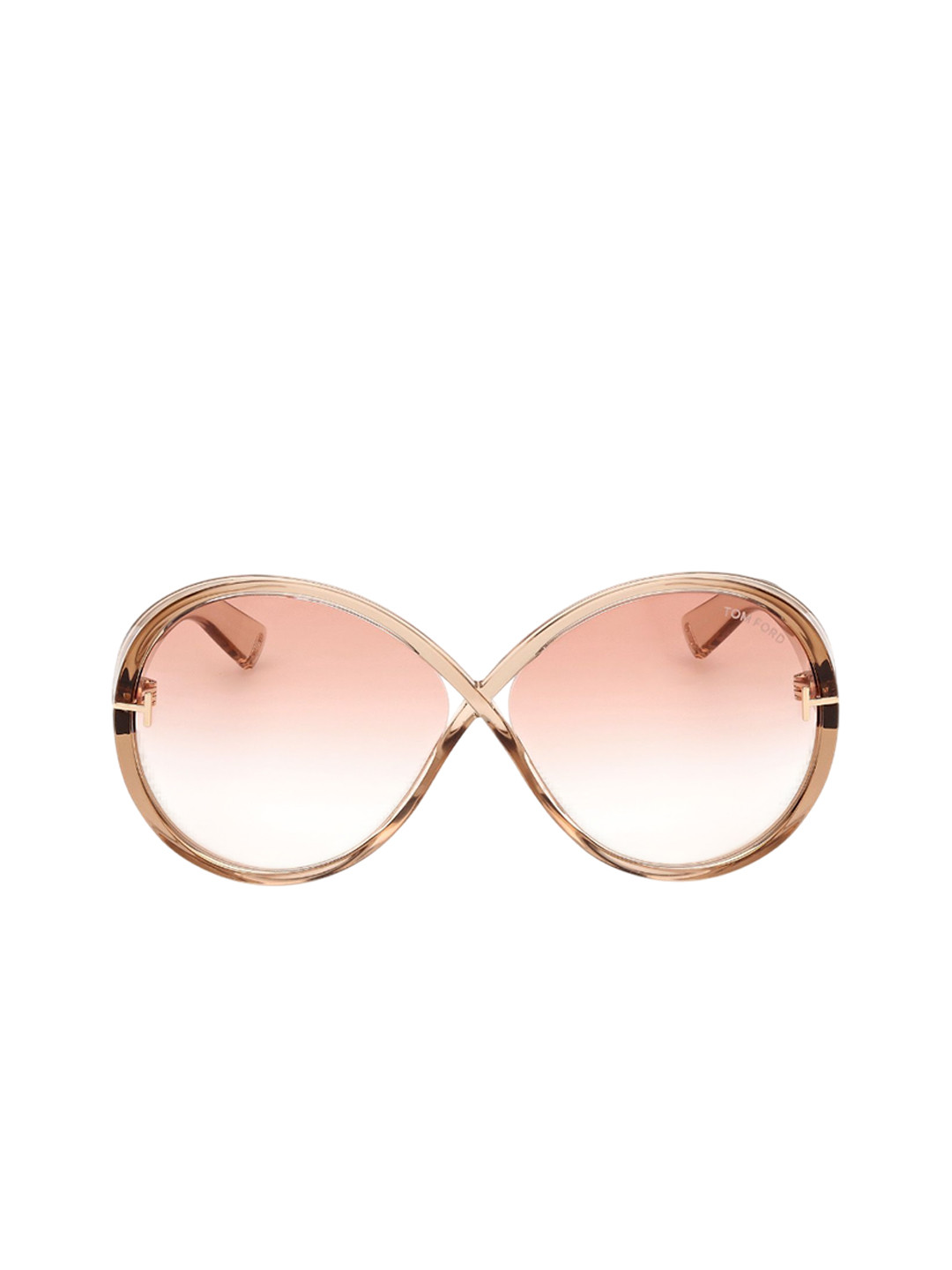 Tom Ford Women Red Lens & Brown Oval Sunglasses with