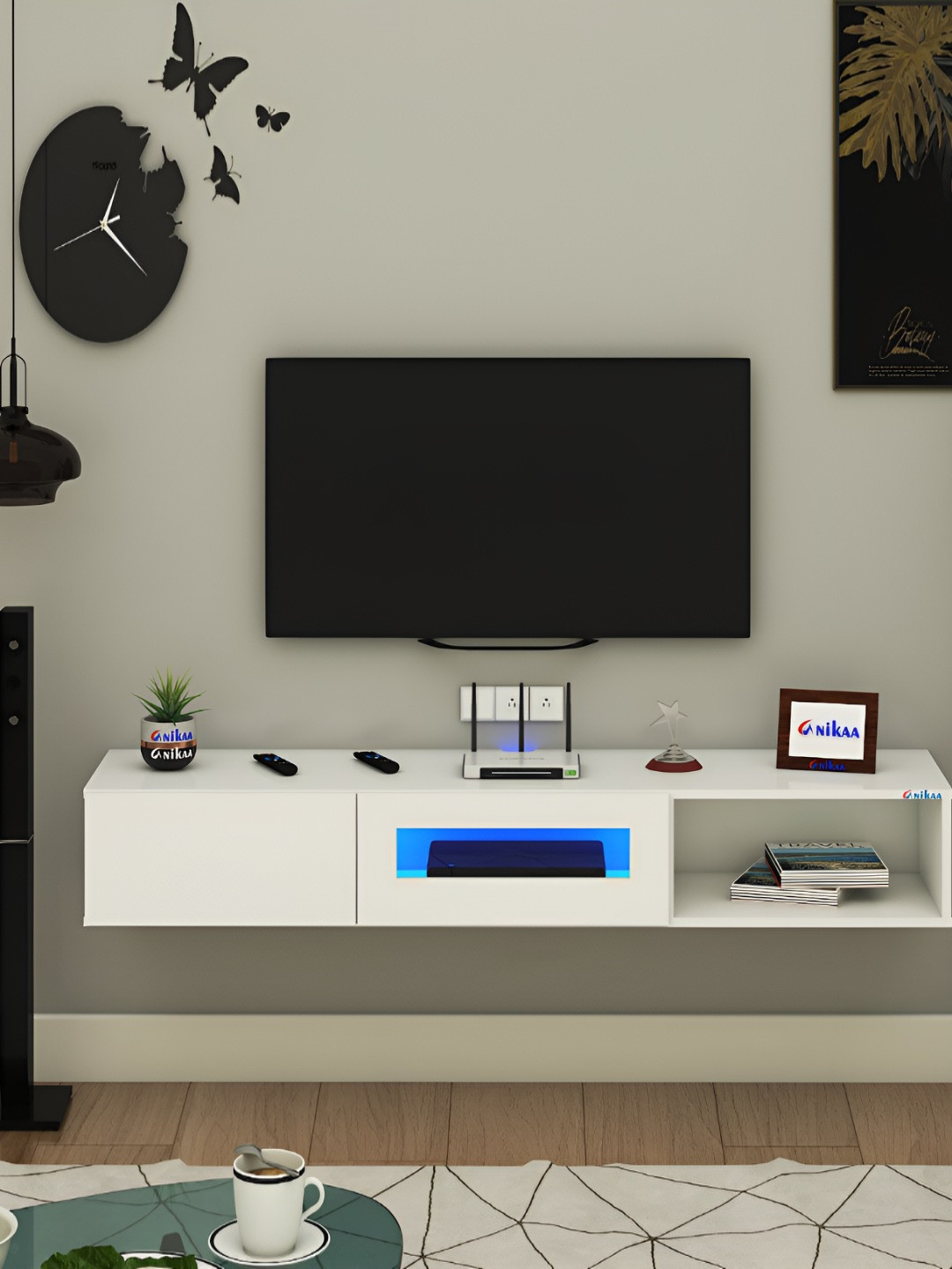 ANIKAA Strix White Wall Mount Modern TV Unit-1.57 m