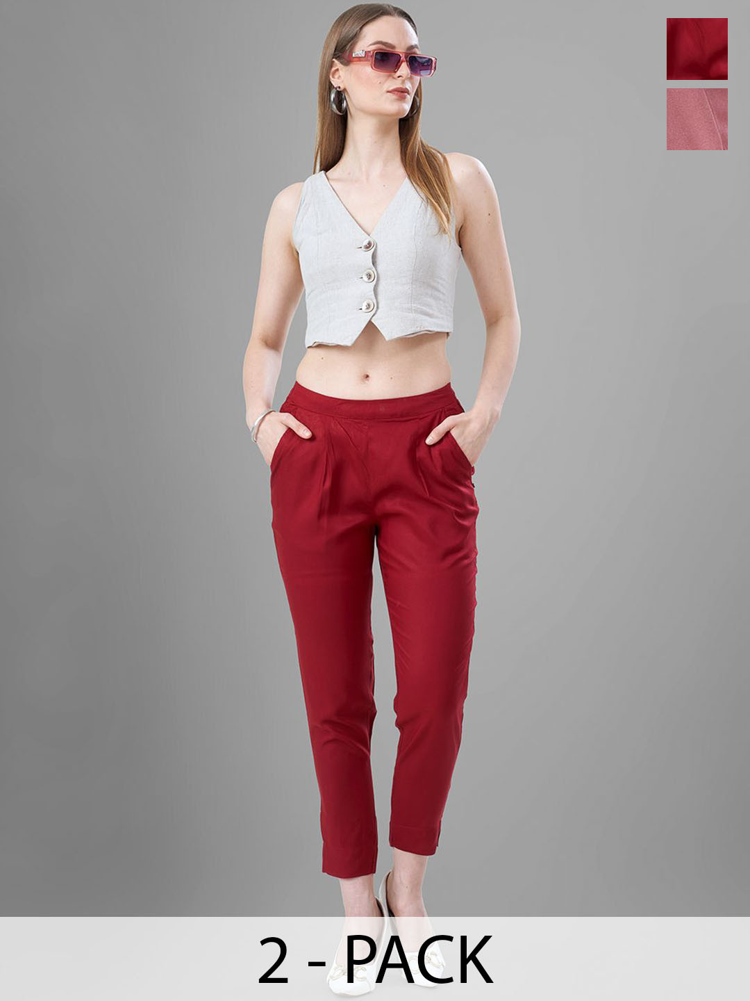 T19 Women pack of 2 Relaxed Straight Fit Trousers