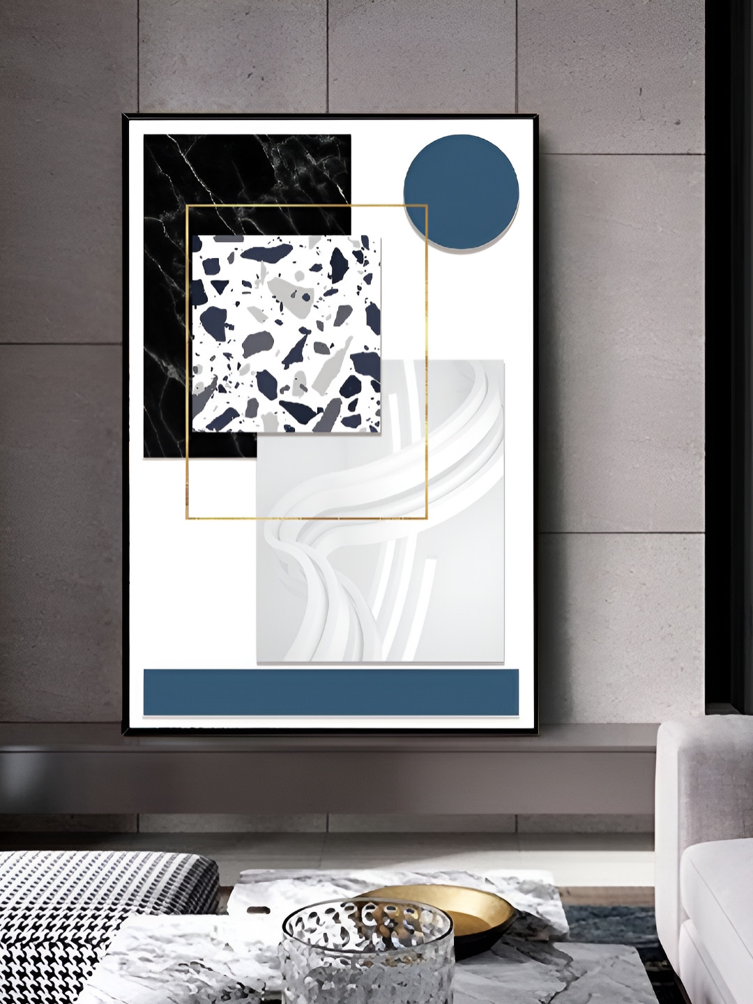 Myntra Elegant Homes White & Black Montreal Geometrical Shape Canvas Wall Art