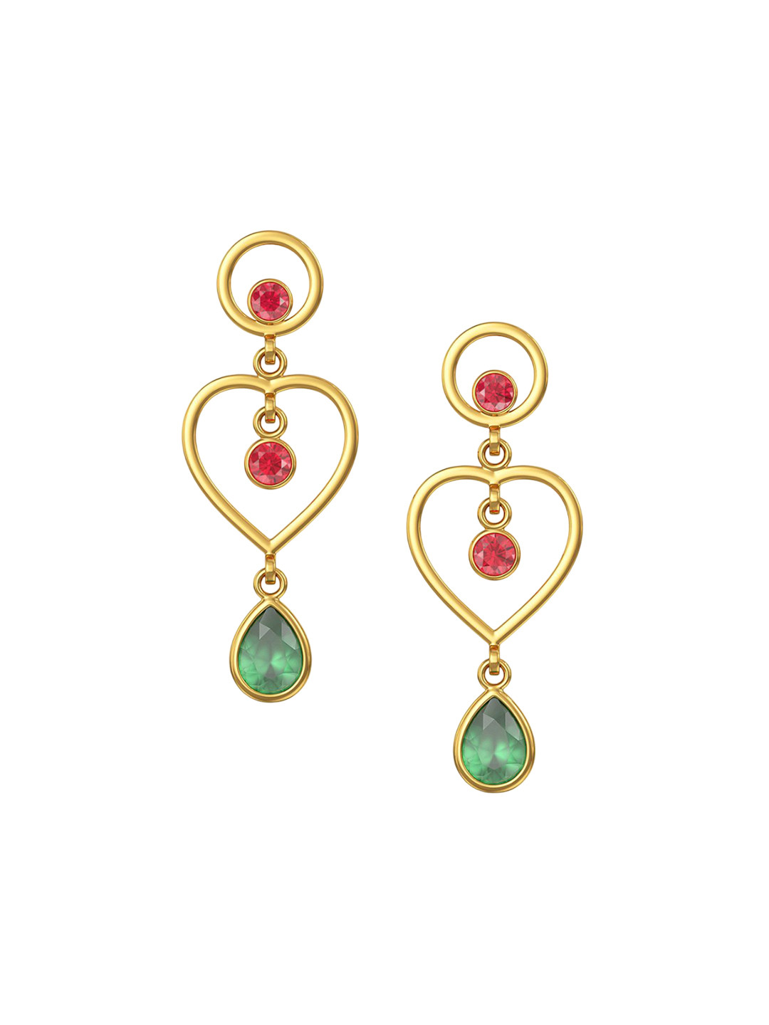 Joyalukkas Fragile Blush Gemstone Heart Dangling Earring-2.98 gms
