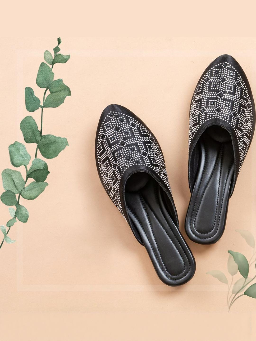 citaali Women Geometric Embellished Pointed Toe Mules