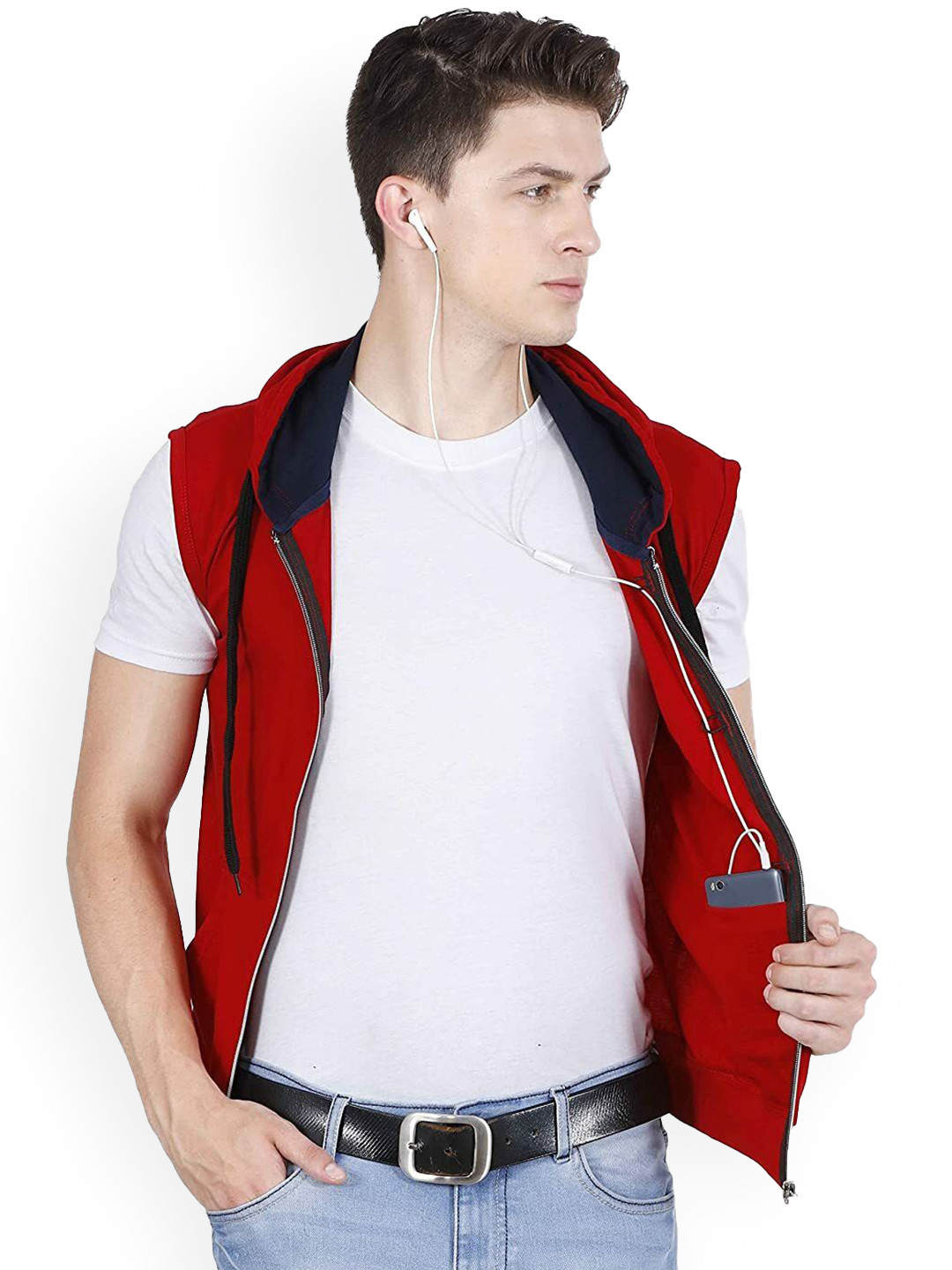PAKLON Men Hooded Solid Open Front Jacket