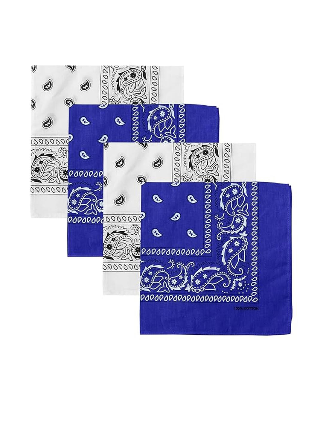 Aadikart Unisex Set of 4 White & Blue Bandana Headbands