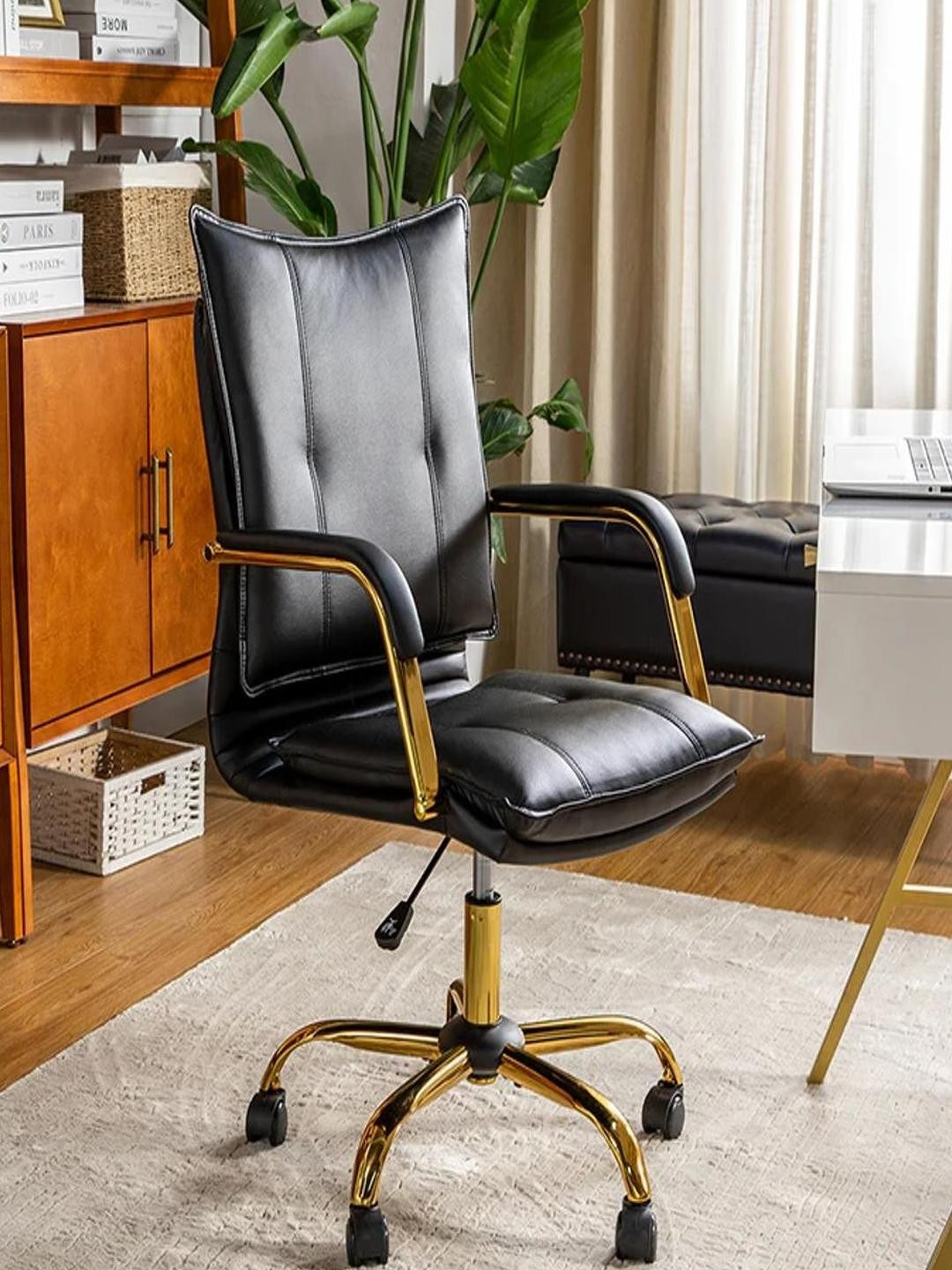 DOE BUCK Black Leatherite Marlon Adjustable Office Chair
