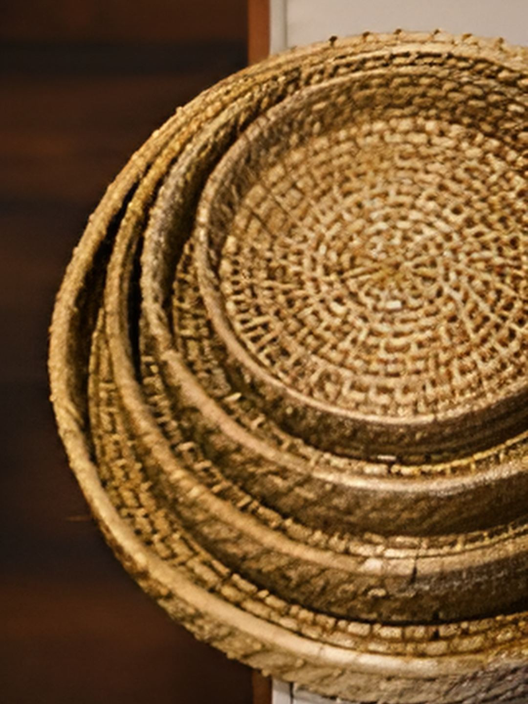 THE ASSAM ADMIRATION Beige 3 Pieces Rattan Easy To Clean Core Fruit & Vegetable Baskets