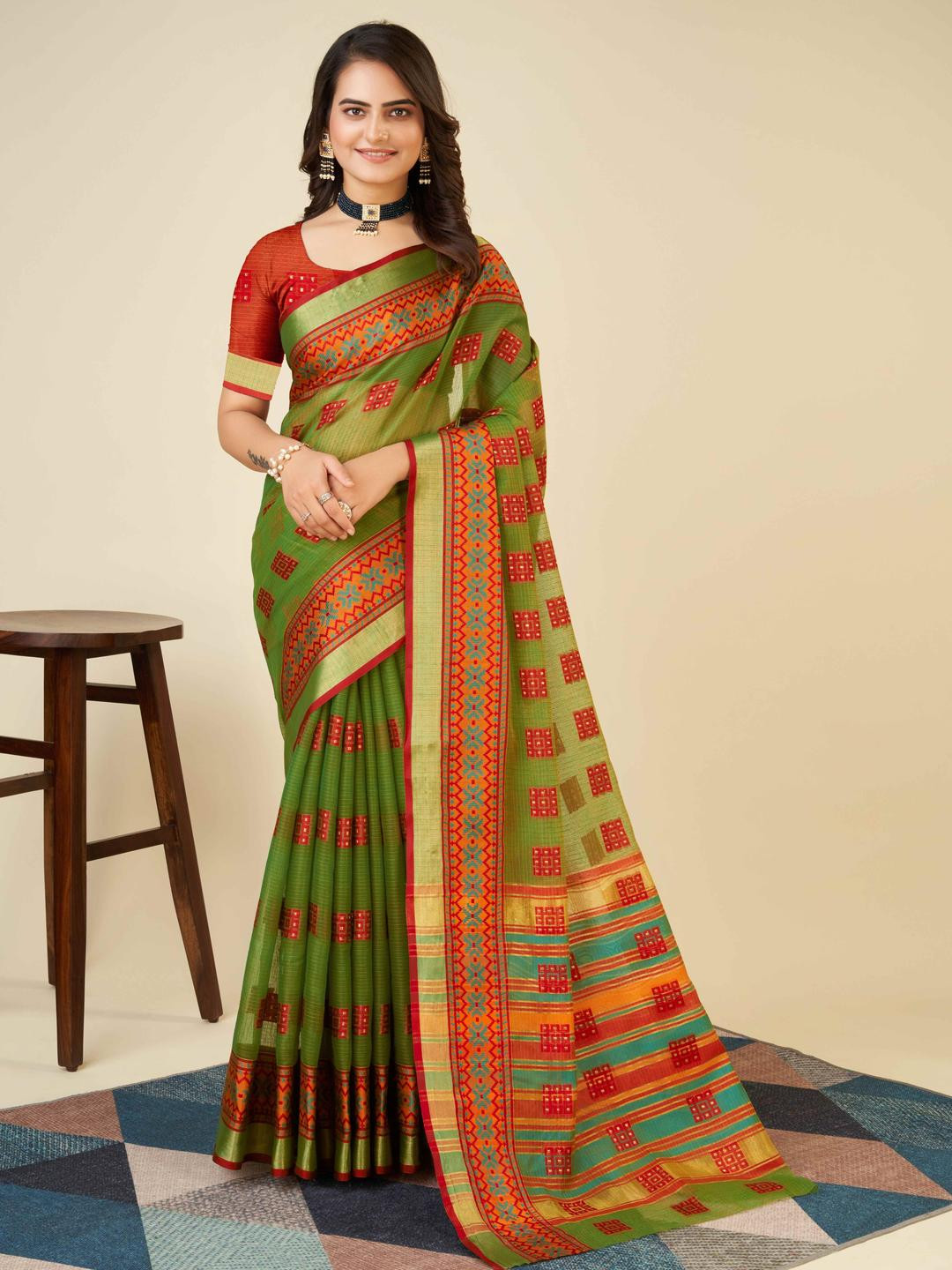 VARNI FABRICS Floral Designer Kota Saree