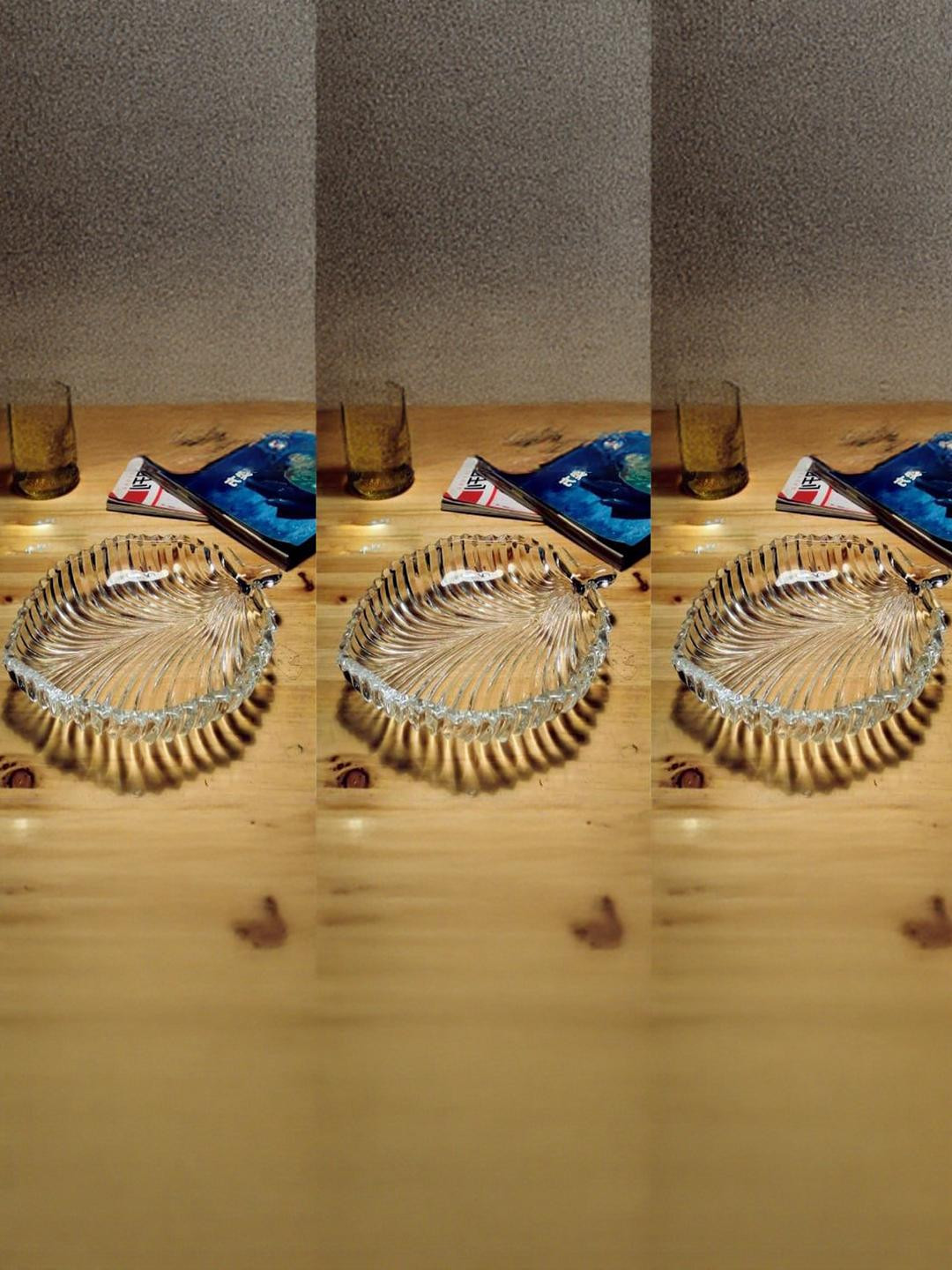 SOMIL Set Of 3 Floral Glass Plates