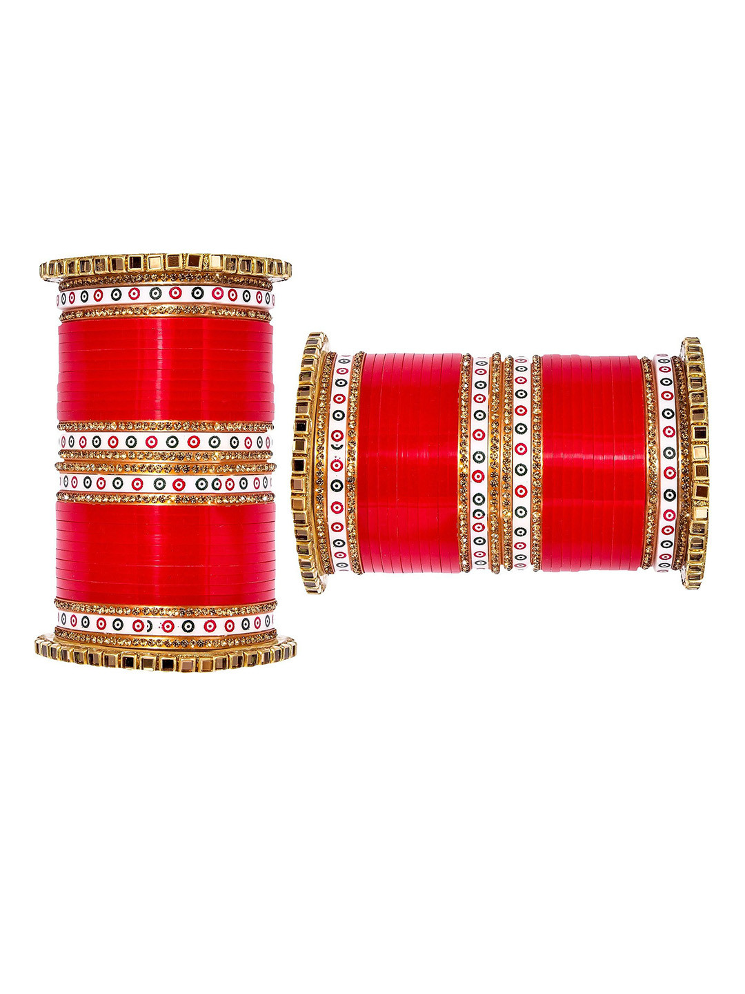 Chura king Set Of 68 Gold-Plated Stone Studded Bangles