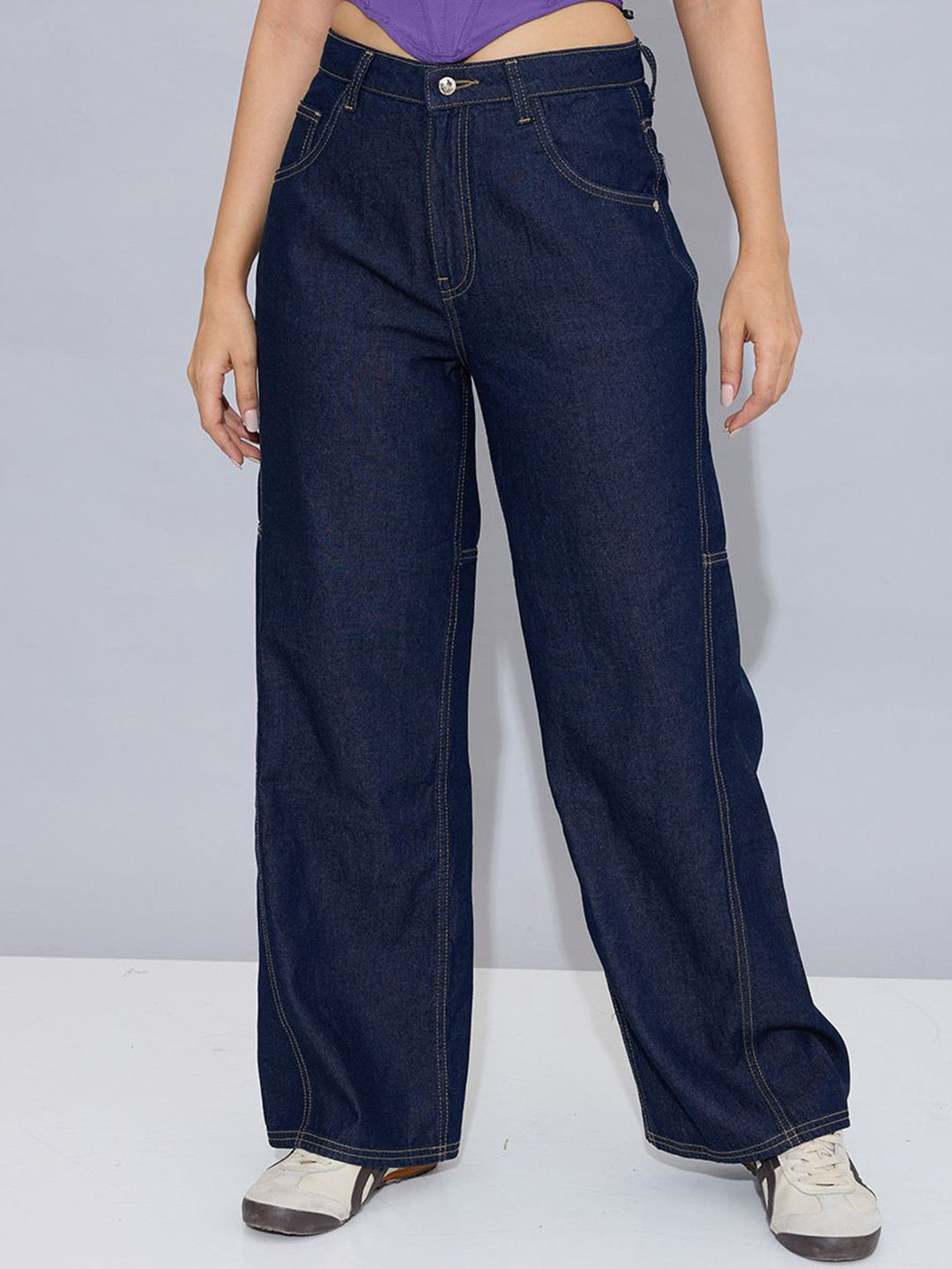 STORMY JEANS Midnight Frame Women Flared High-Rise Cotton Jeans