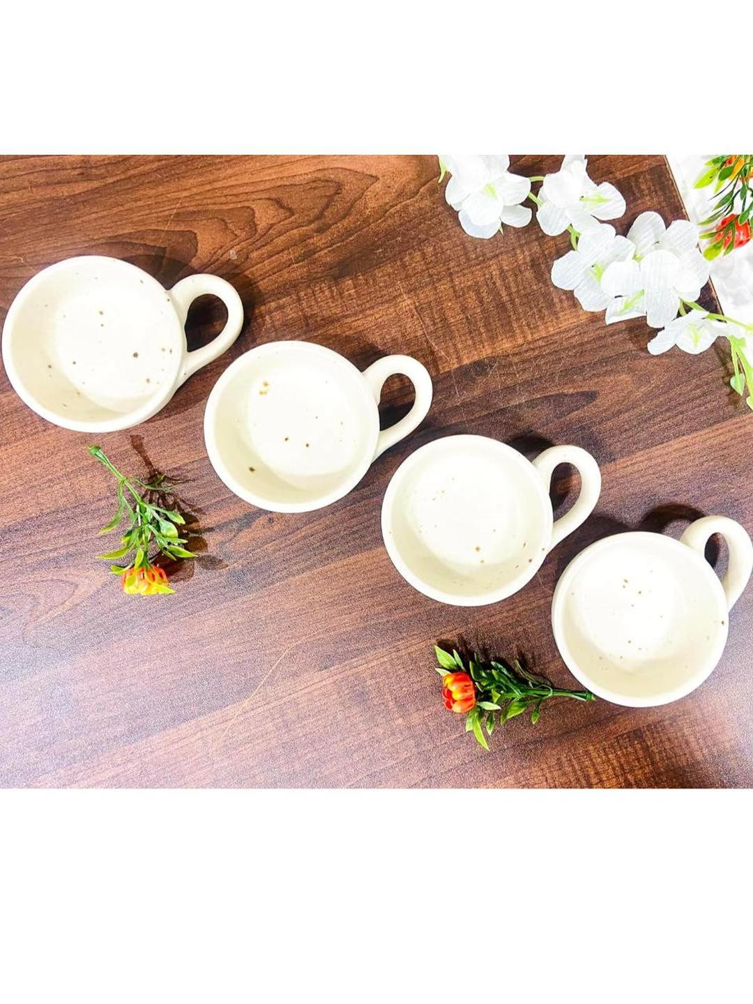 Altaica Set of 4 Small Sauce Bowl with Handle Ceramic Stoneware