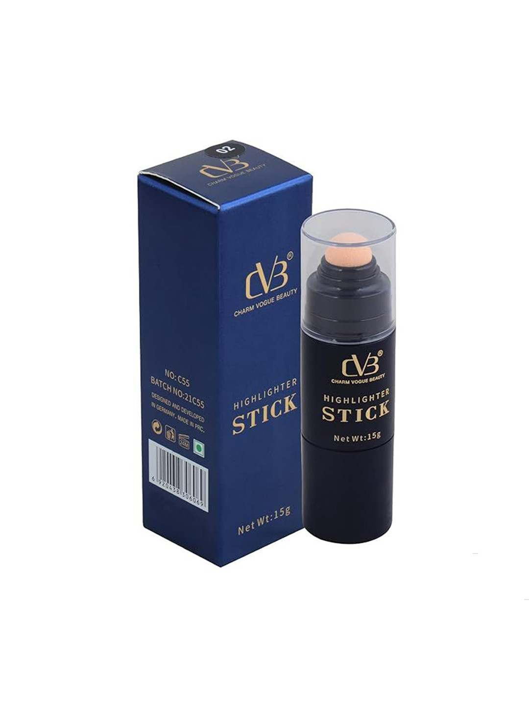 CVB Highlighter Stick Cream Shimmer With Sponge Applicator- 15 g- Shade- 04