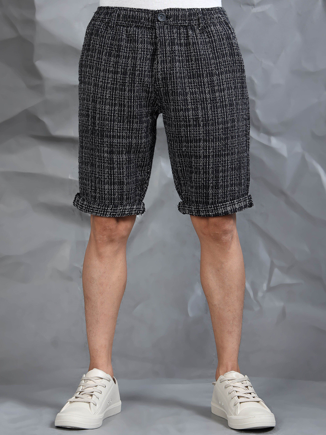 beevee Men Striped Mid-Rise Pure Cotton Regular Shorts