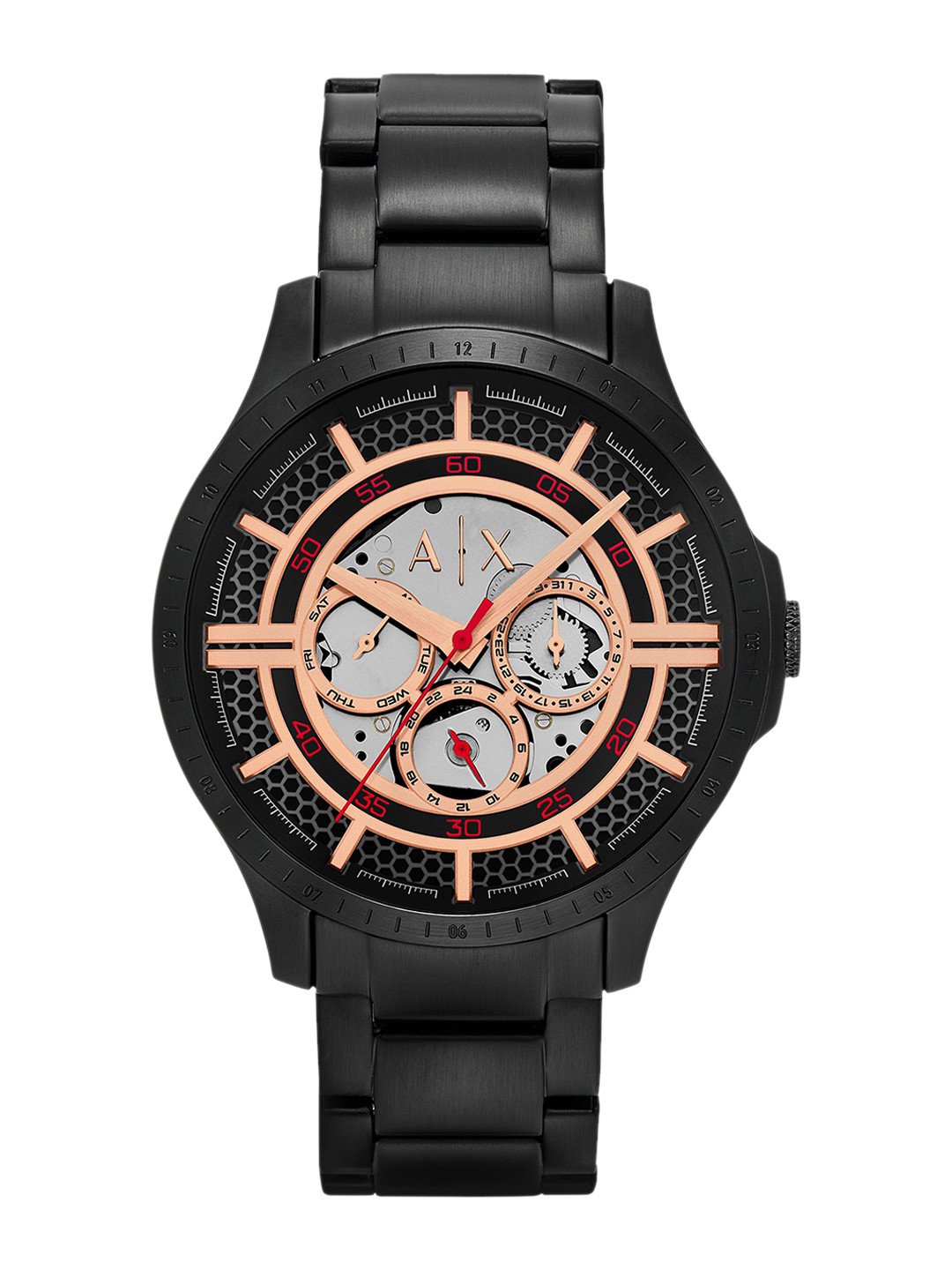 Armani Exchange Men Skeleton Dial & Stainless Steel Straps Analogue Watch AX2465