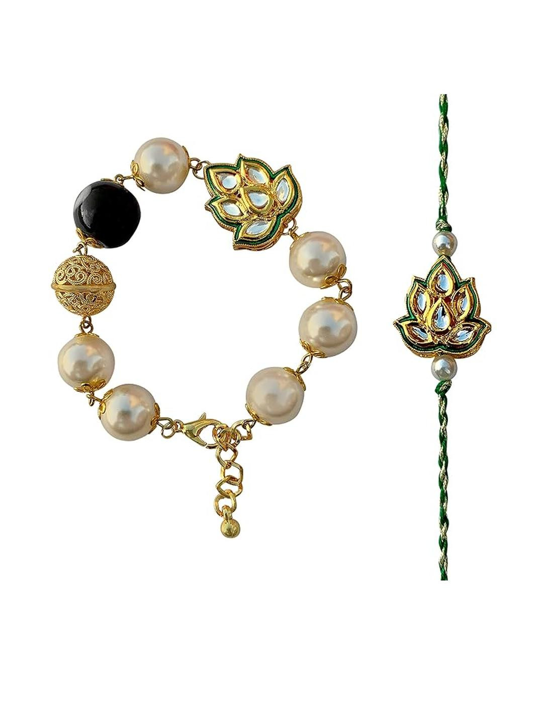 FURE Lotus & Pearls Bracelet Lumba & Rakhi Set