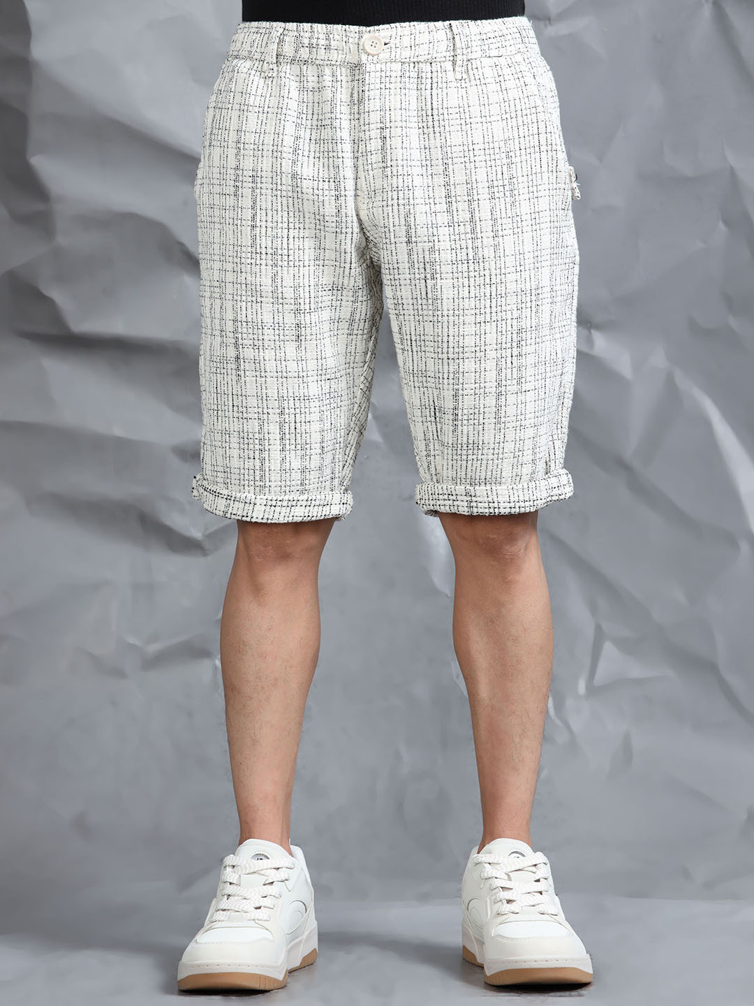 beevee Men Striped Mid-Rise Pure Cotton Regular Shorts