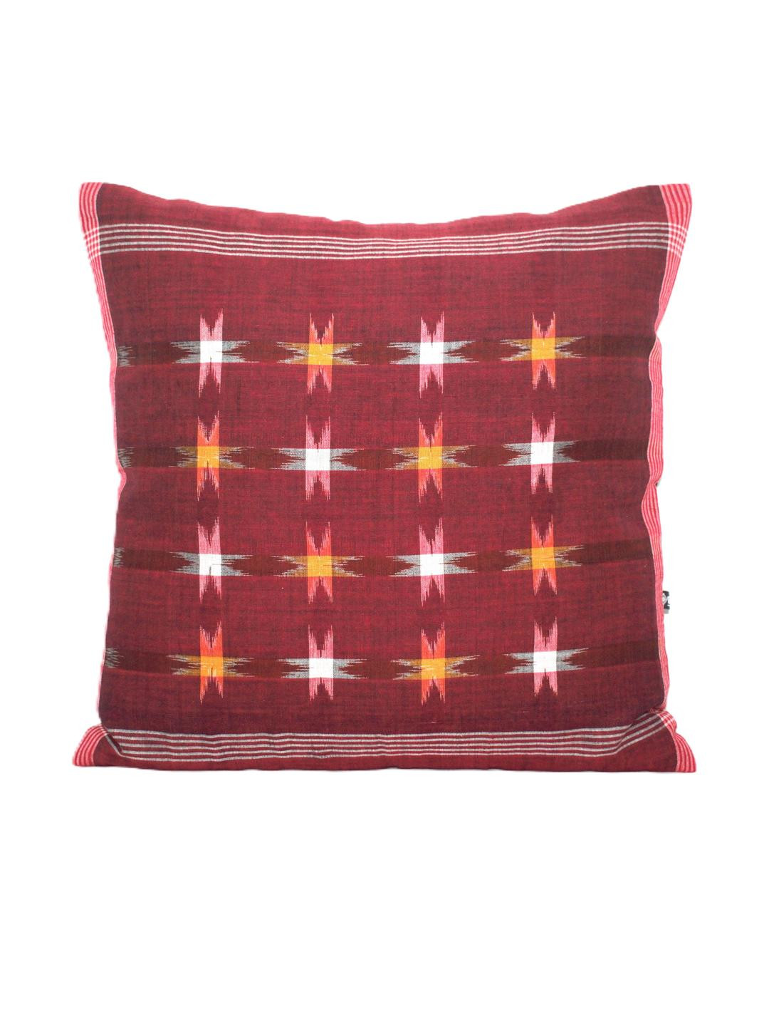 VibhKala Burgundy Square Cushion Cover