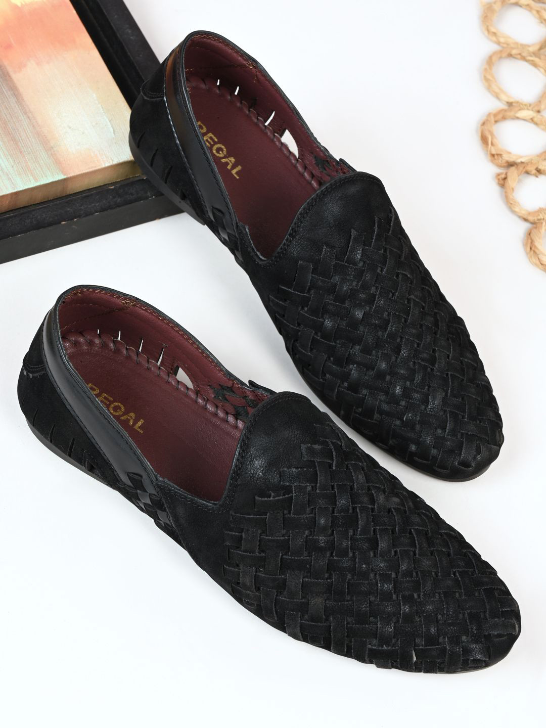 Regal Men Textured Mojari Style Formal Slip-Ons