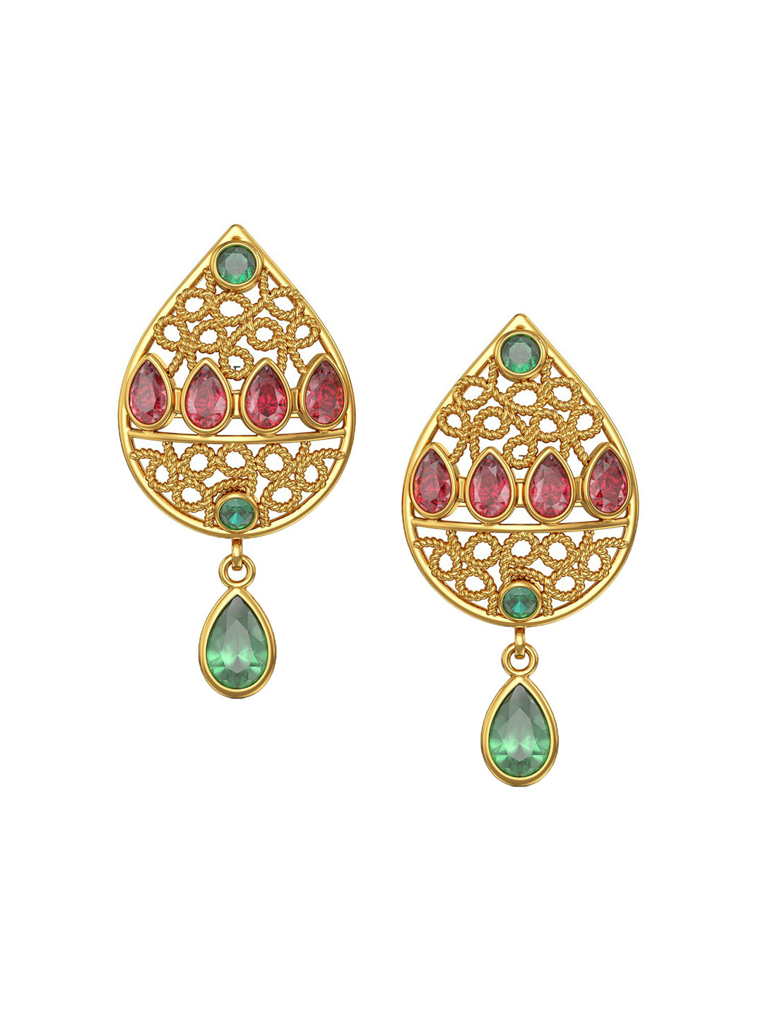 Joyalukkas Fab Designer Gemstone Teardrop Earring-4.04 gms