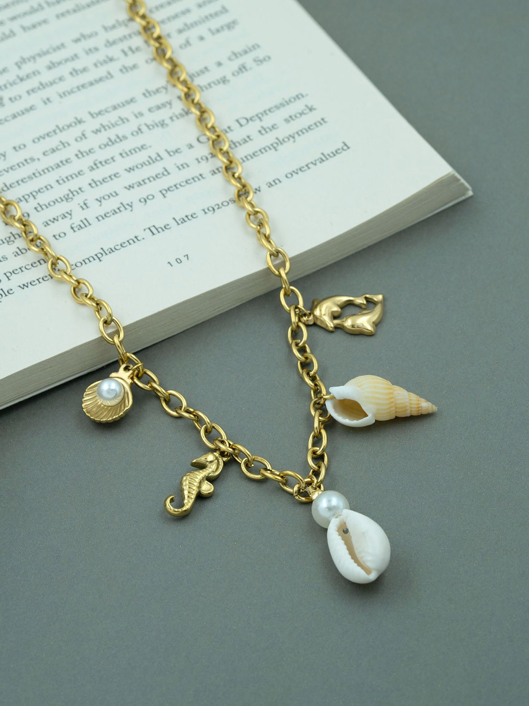 ARTKLIM Gold-Plated Ocean Treasure Charm Necklace