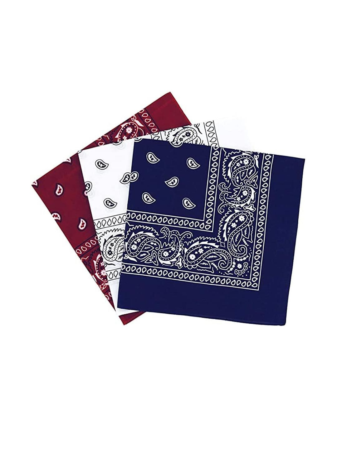 Aadikart Unisex Set of 3 Maroon, White, Navy Blue Bandana Headbands