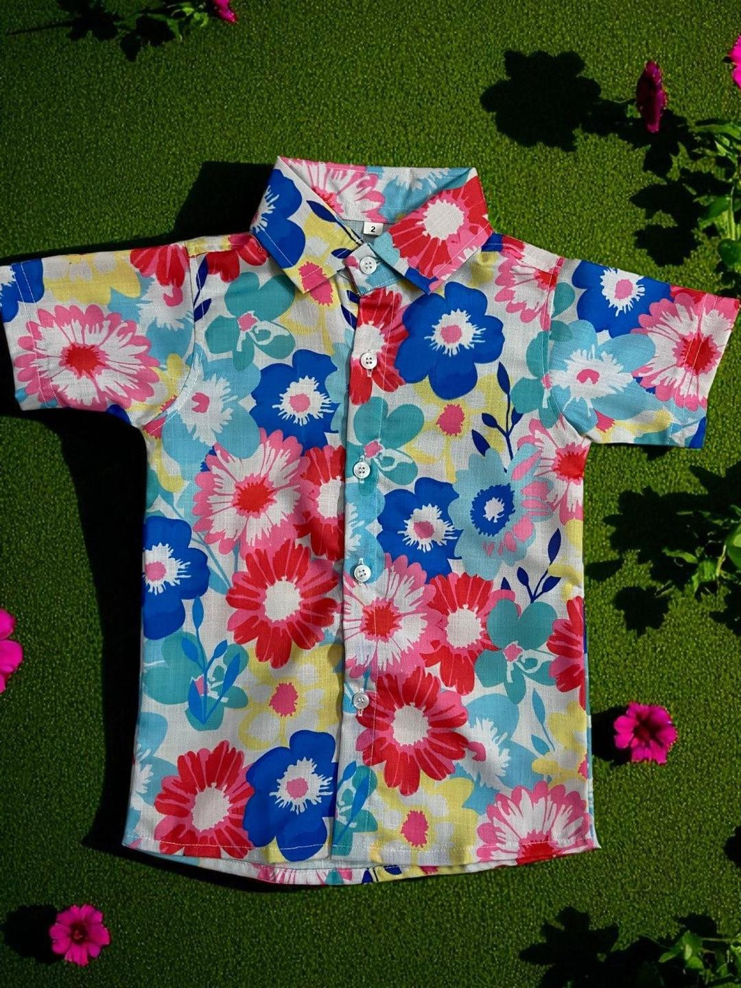 The Collared Kids Floral Printed Classic Cotton Shirt